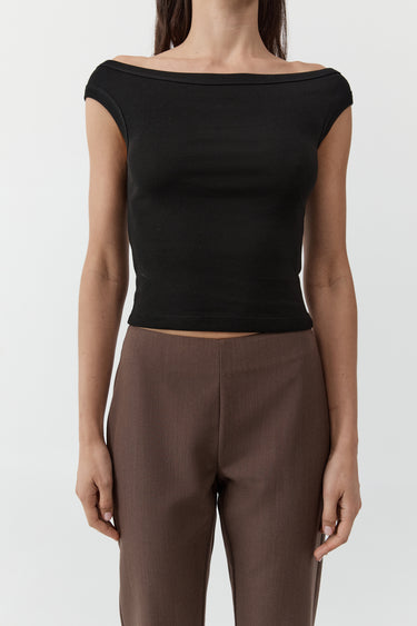 Organic Cotton Off Shoulder Top | Jet Black