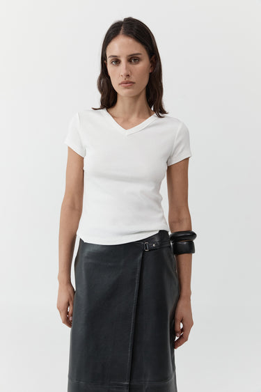 Organic Cotton V Neck Tee | White