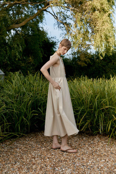 Japanese Cotton Typewriter Henry Dress | Oat