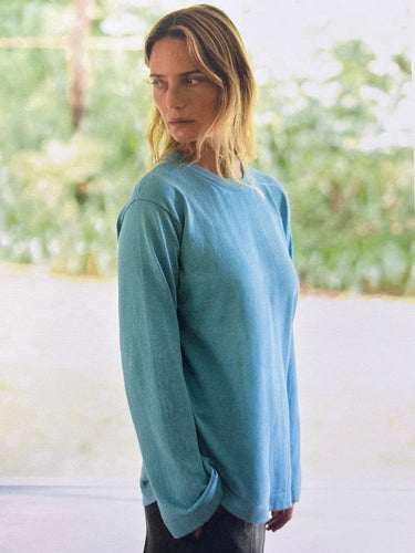 Long Sleeve Slouchy T-Knit in Blue
