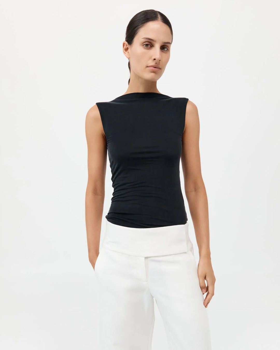 Cupro Jersey Top | Black