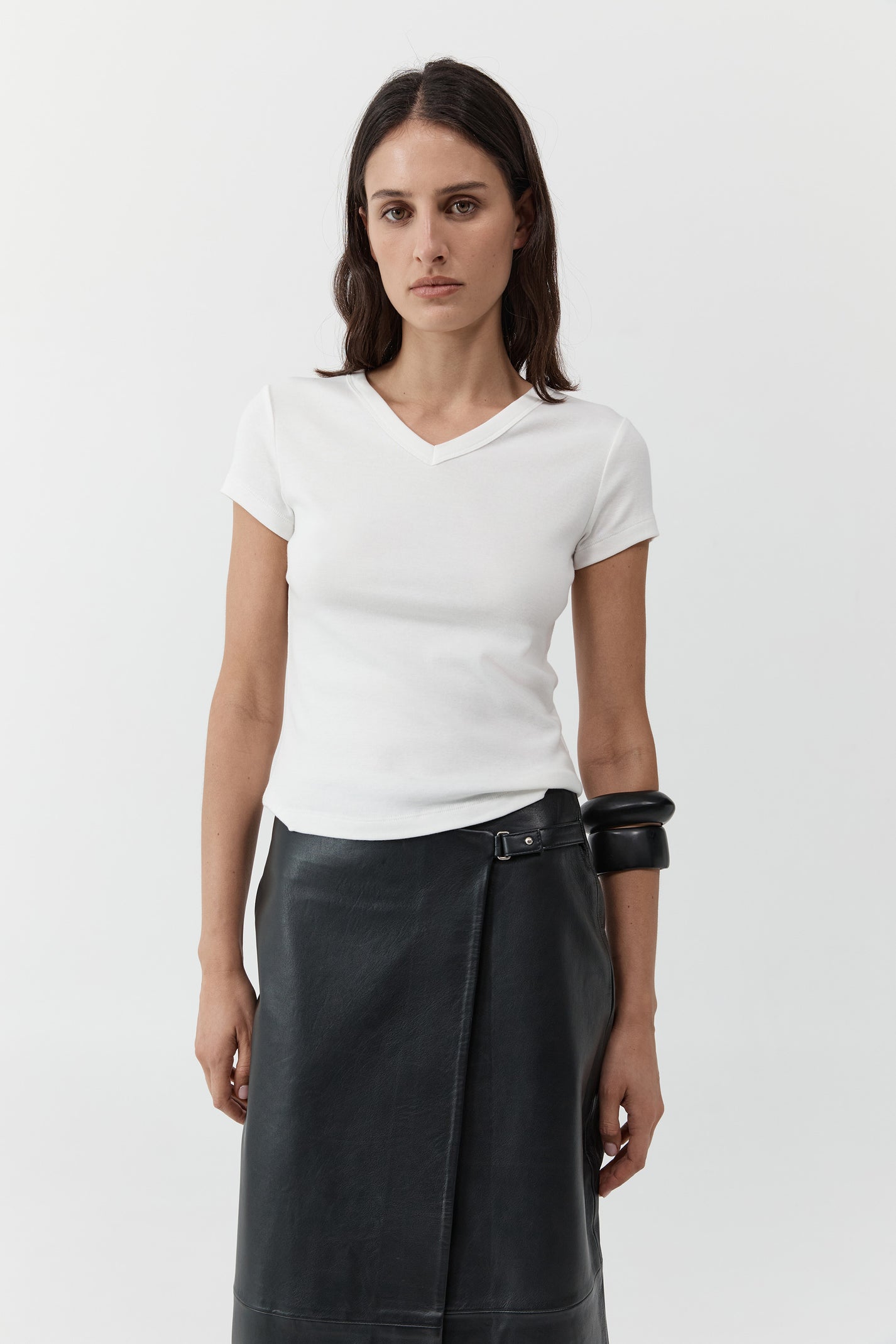 Organic Cotton V Neck Tee | White