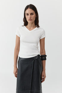 Organic Cotton V Neck Tee | White