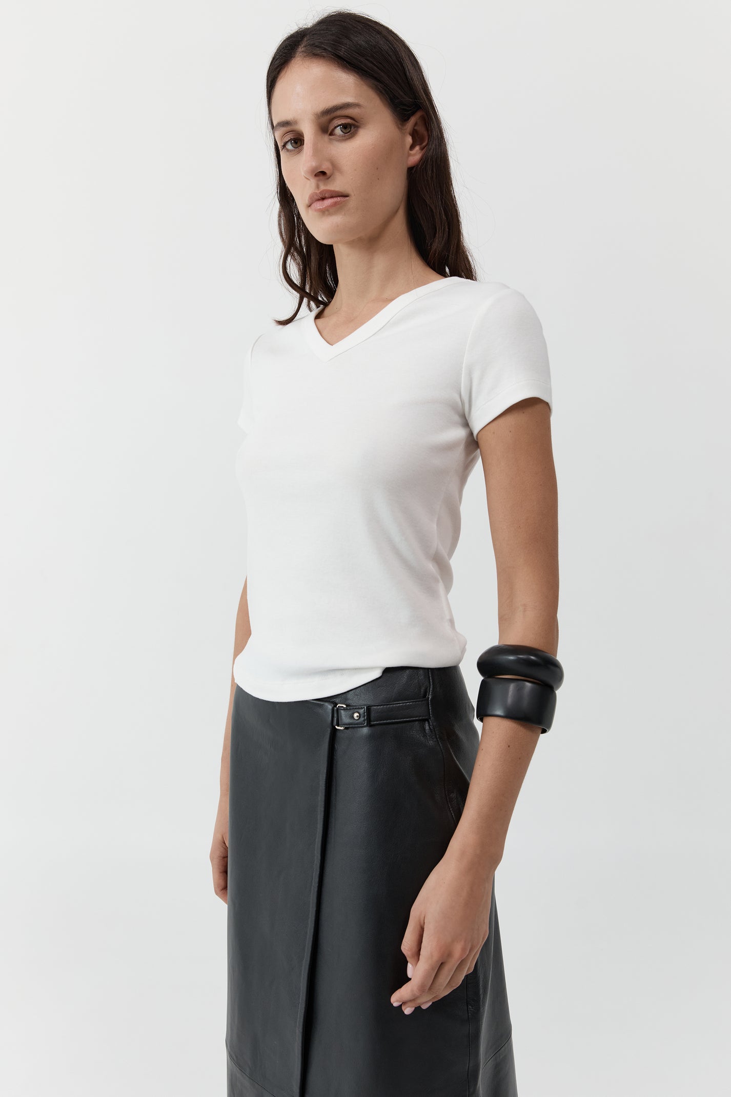 Organic Cotton V Neck Tee | White