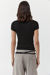 Organic Cotton V Neck Tee | Jet Black