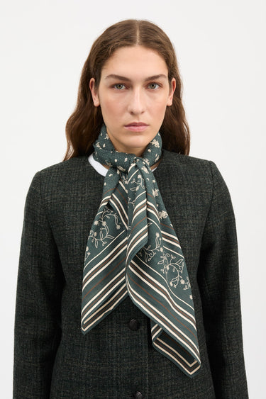 Classic Scarf | Dark Green & Brown | 90x90