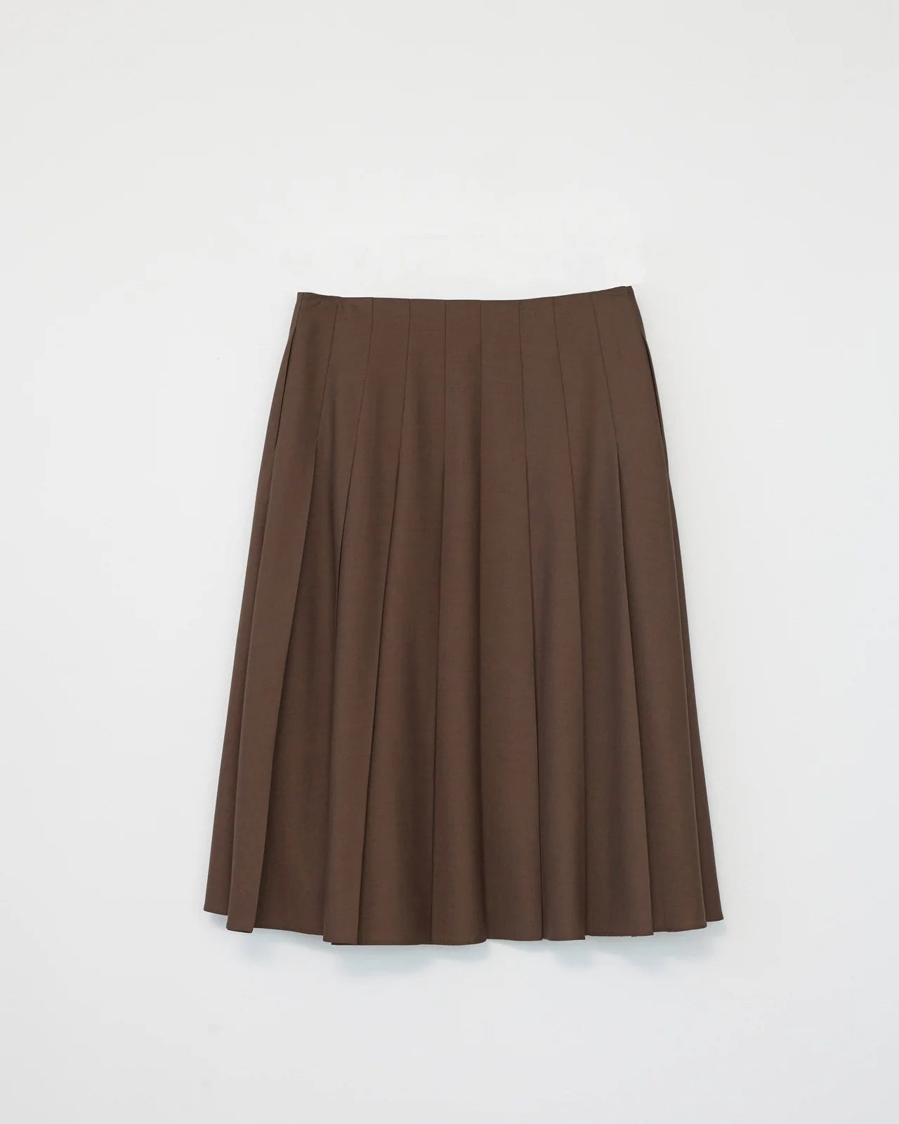 Tropical Wool Pleated Skirt | Brown