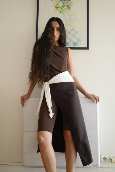 Stretch Jersey Boat Neck Top | Chocolate
