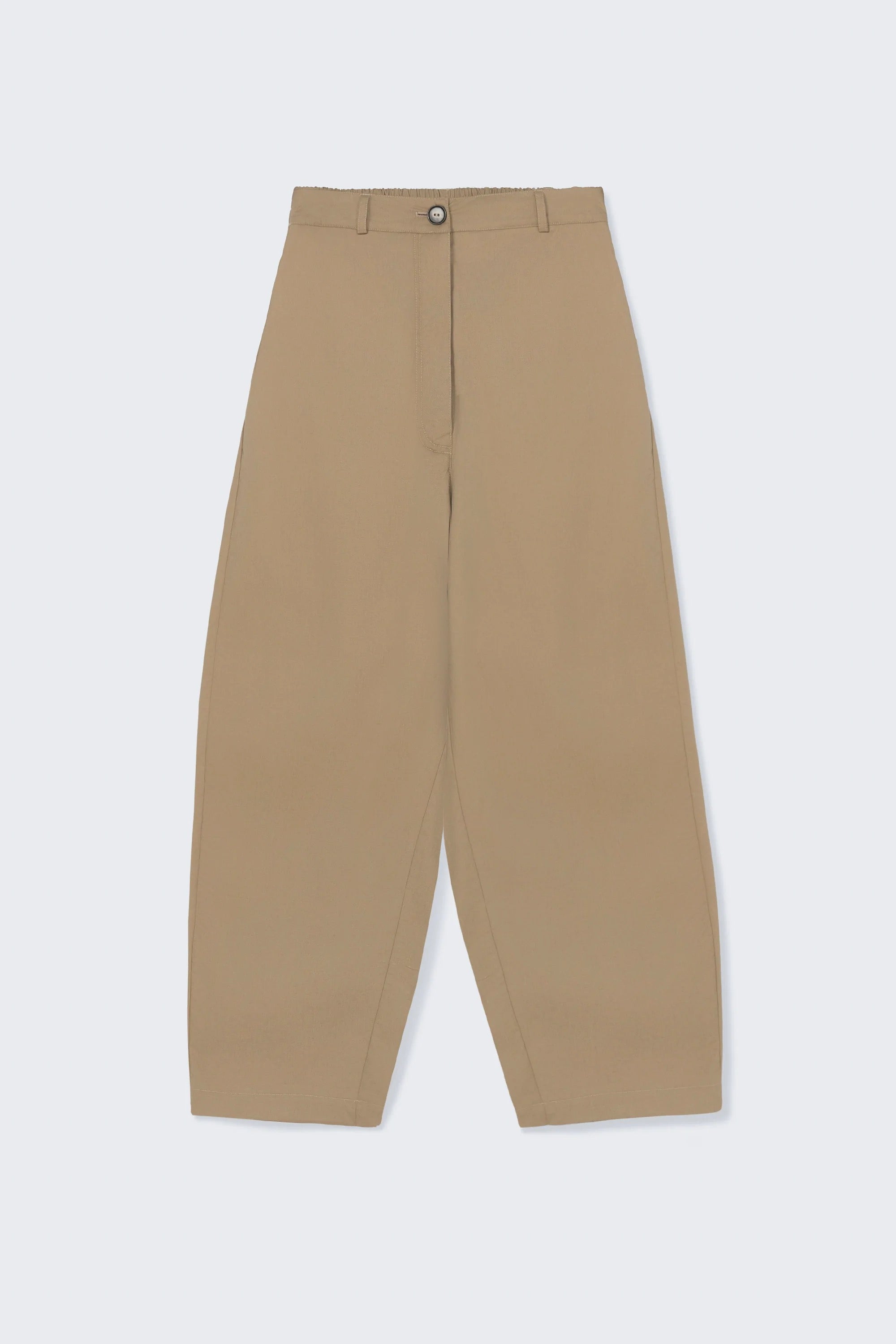 Cotton Curved Pants | Camel