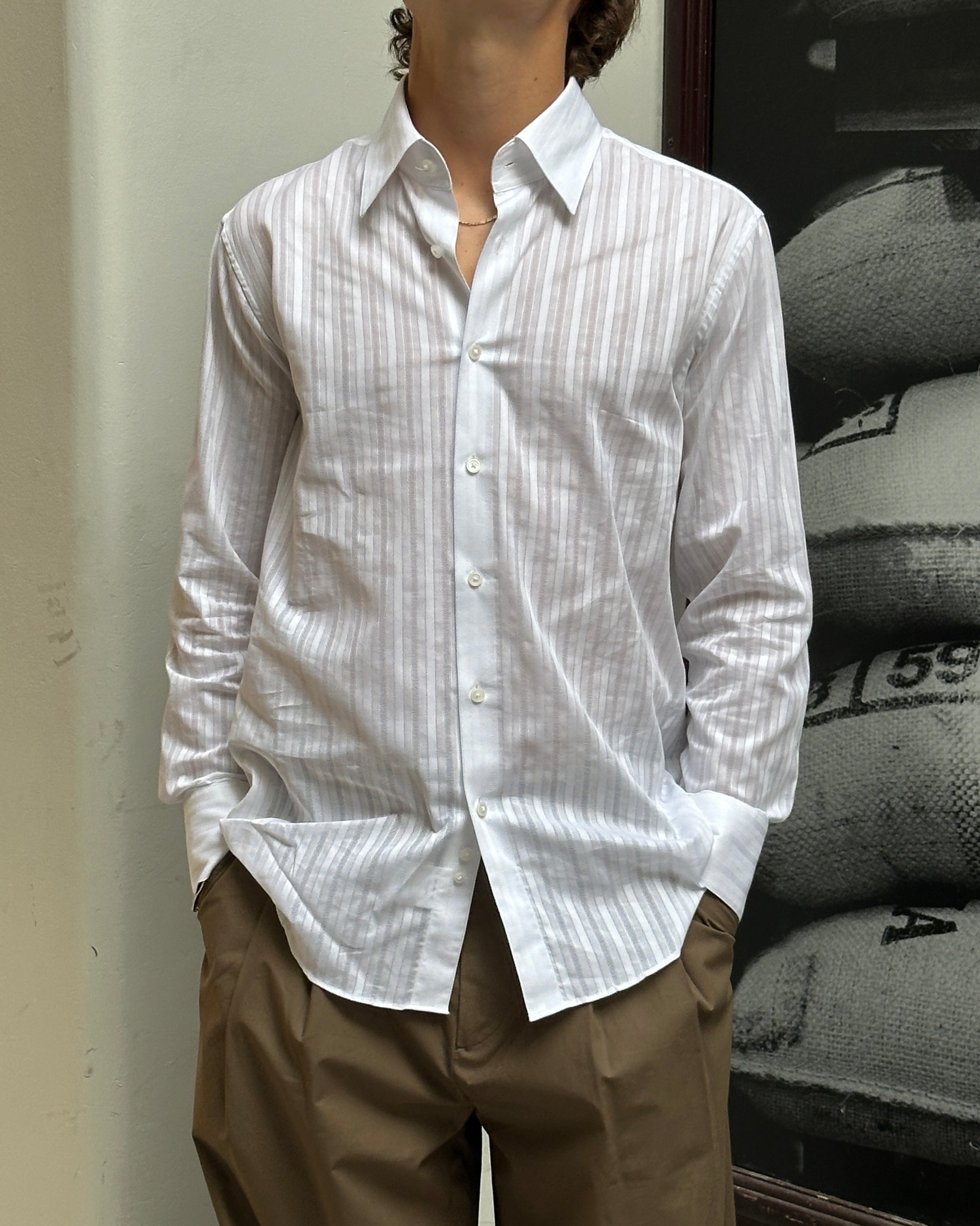 Business Shirt | White Tonal Stripe