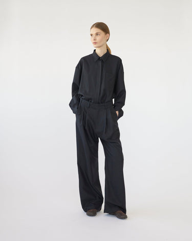 Fine Wool Overshirt in Navy