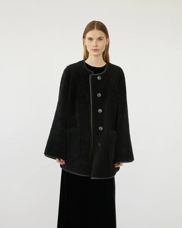 Reversible Shearling Coat in Black