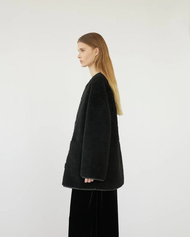 Reversible Shearling Coat in Black