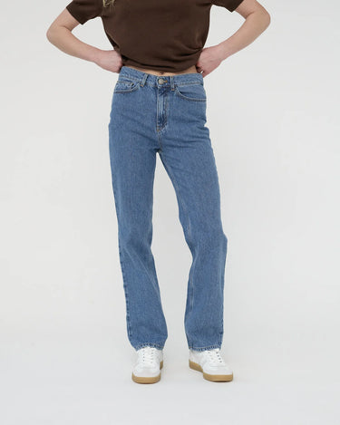 Hemp Cotton Straight Jeans | Washed Blue