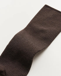 Wool Rib Socks | Brown