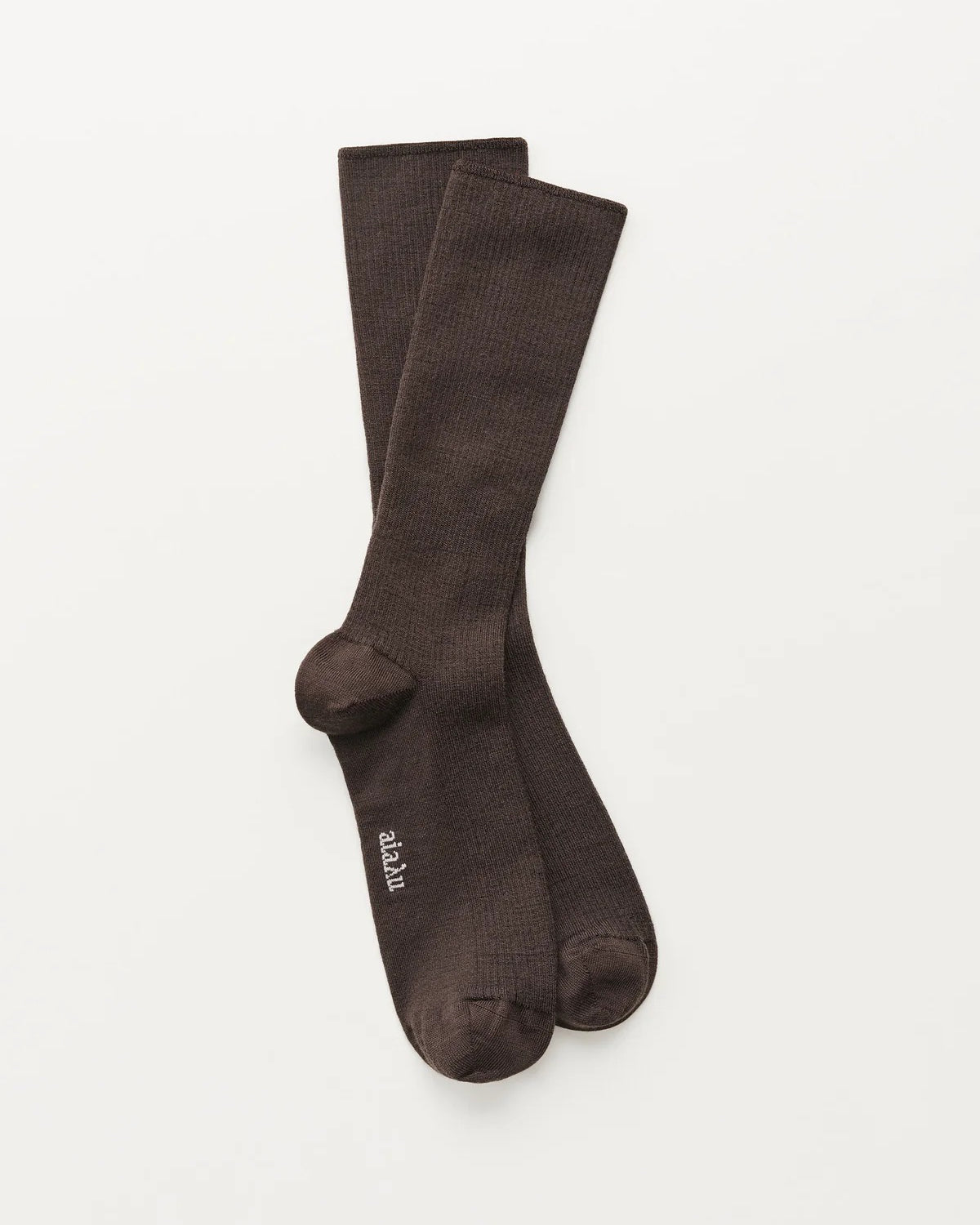 Wool Rib Socks | Brown