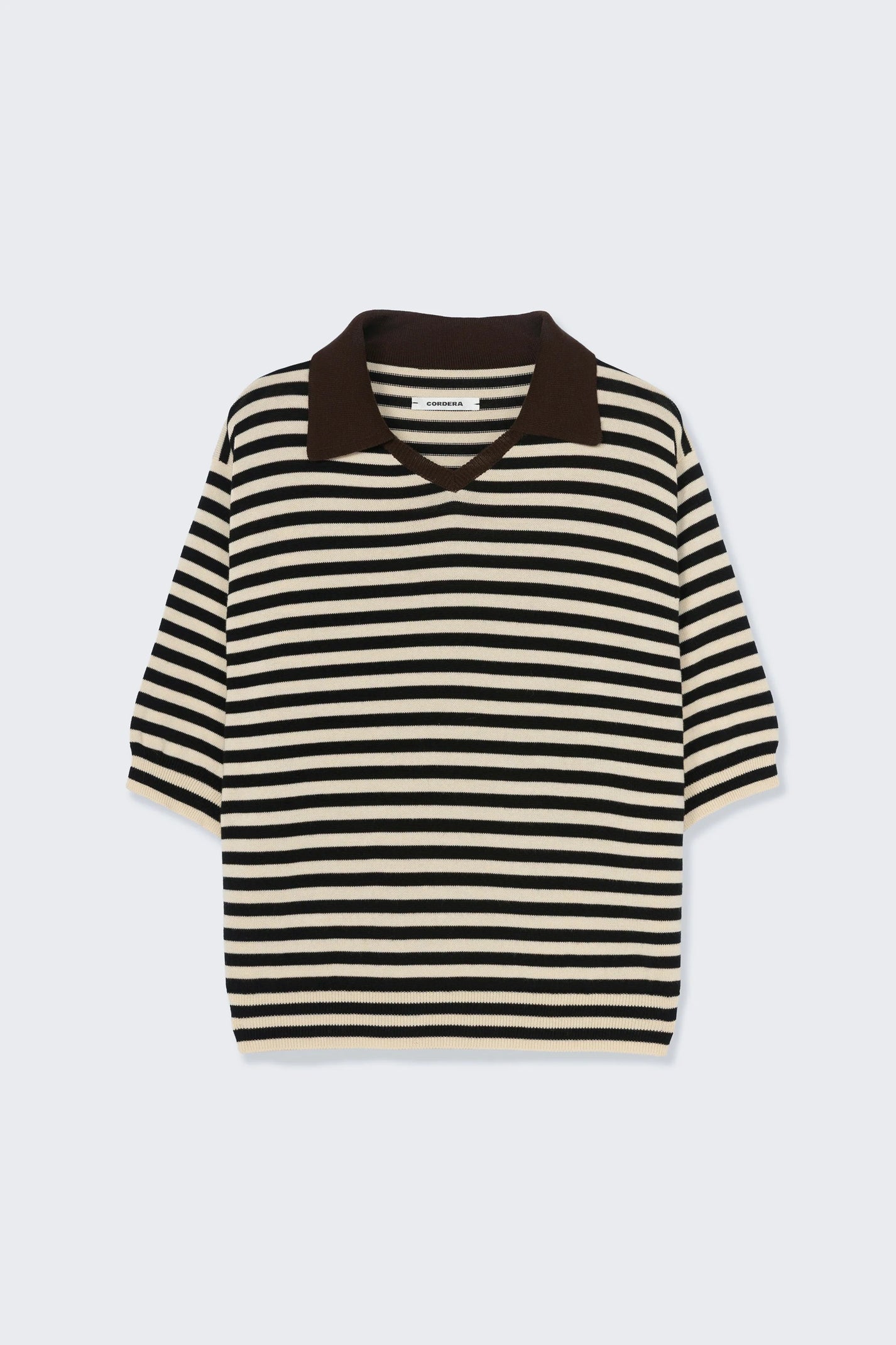 Organic Cotton V-Neck Polo | Striped