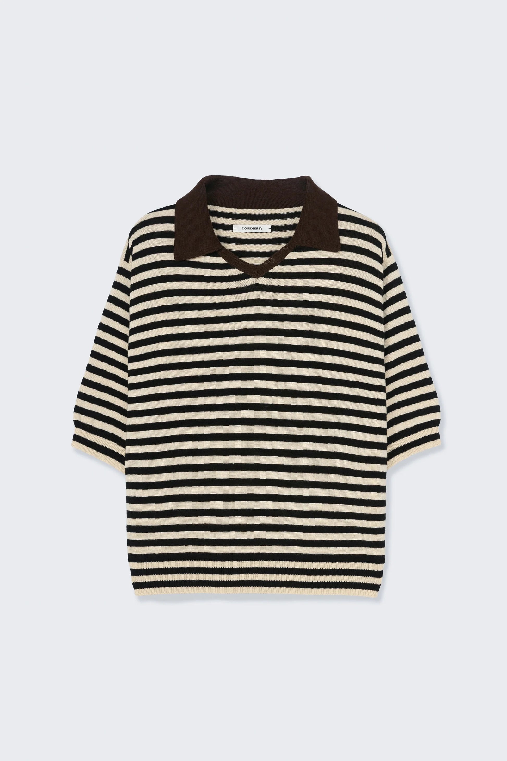 Organic Cotton V-Neck Polo | Striped