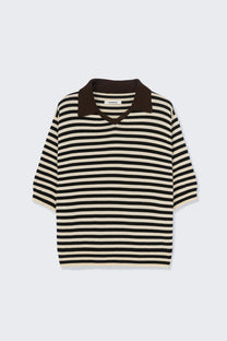 Organic Cotton V-Neck Polo | Striped