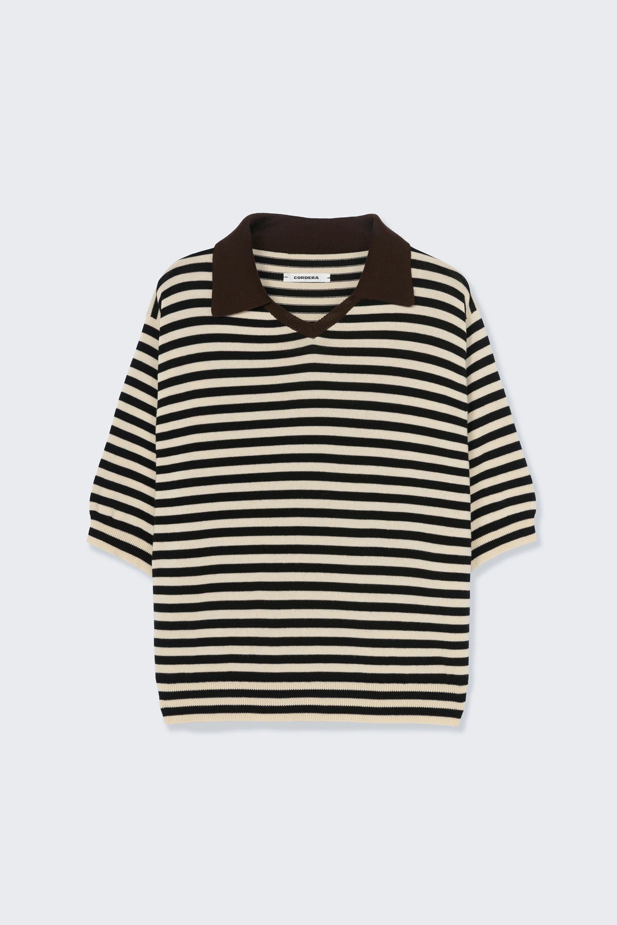 Organic Cotton V-Neck Polo | Striped