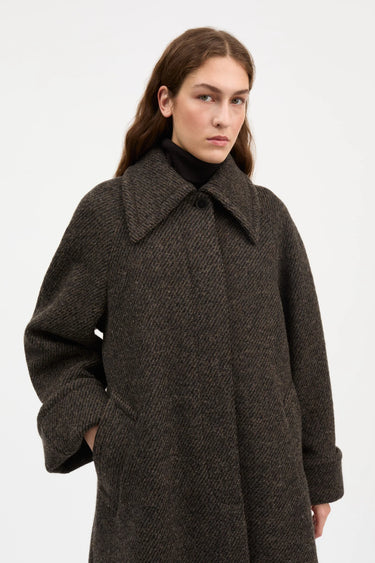 Beate Coat | Brown/Black Twill