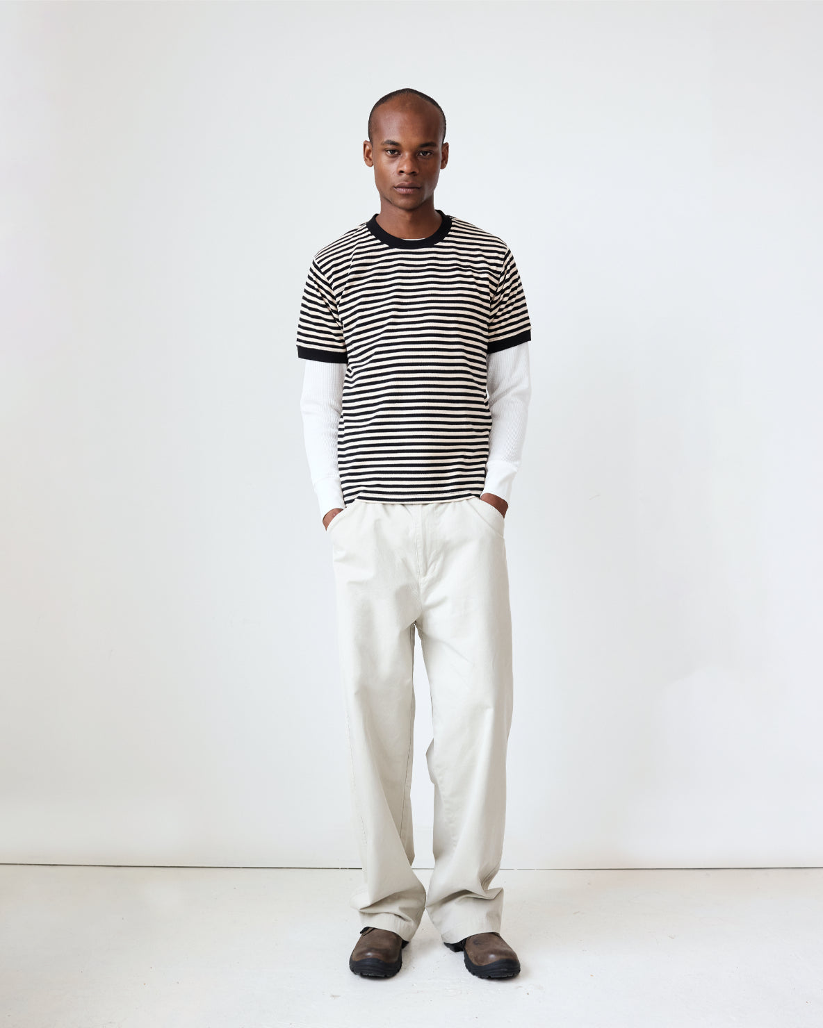 Football Tee | Black/Dove Stripe