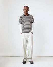 Football Tee | Black/Dove Stripe