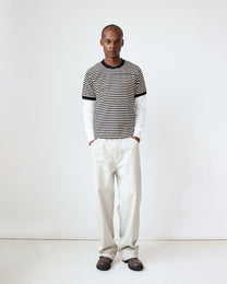 Football Tee | Black/Dove Stripe