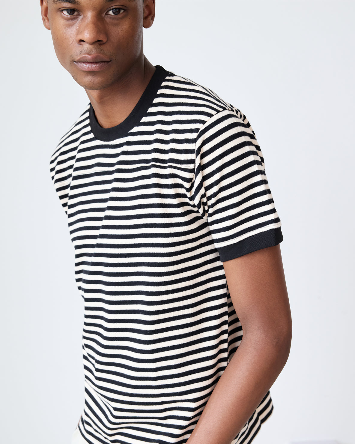 Football Tee | Black/Dove Stripe
