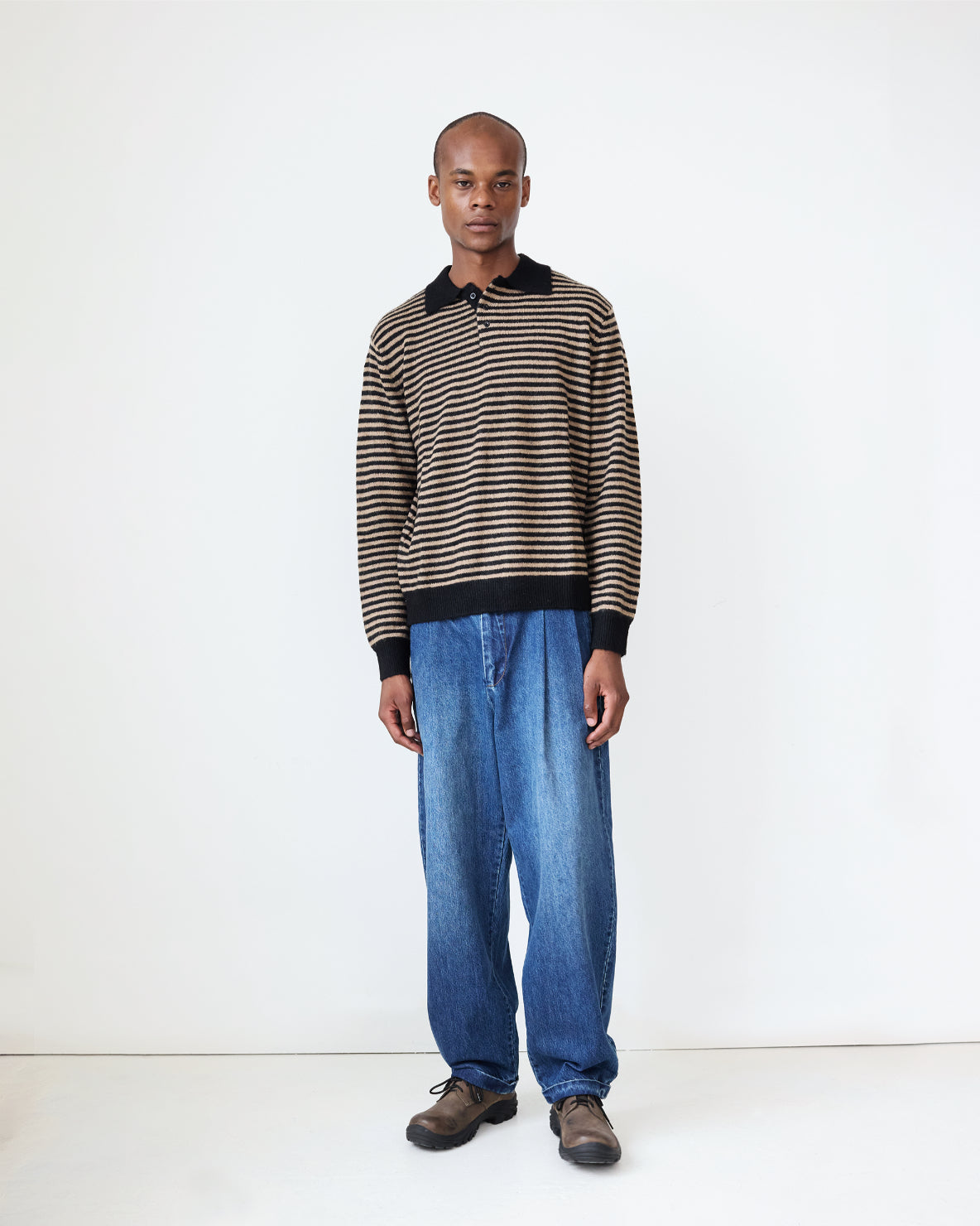 Stripe Leigh Polo | Black/Parchment Stripe