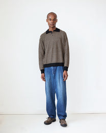 Stripe Leigh Polo | Black/Parchment Stripe