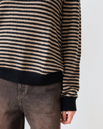 Stripe Leigh Polo | Black/Parchment Stripe