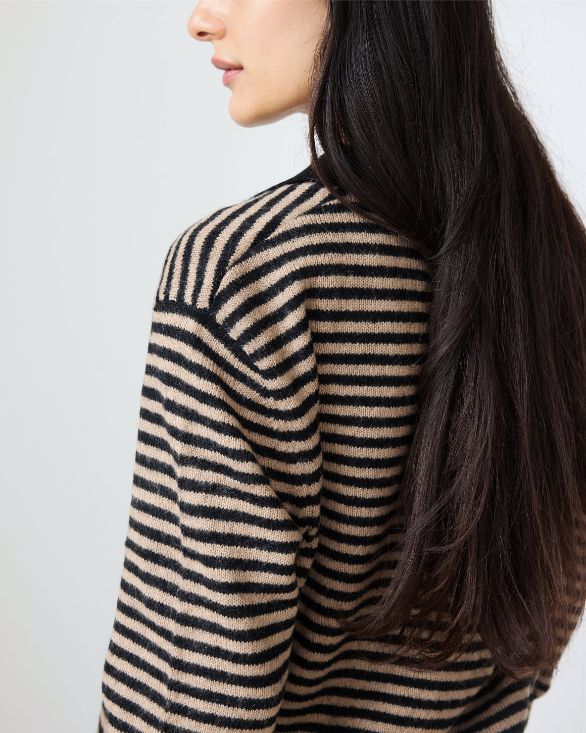 Stripe Leigh Polo | Black/Parchment Stripe