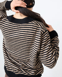 Stripe Leigh Polo | Black/Parchment Stripe