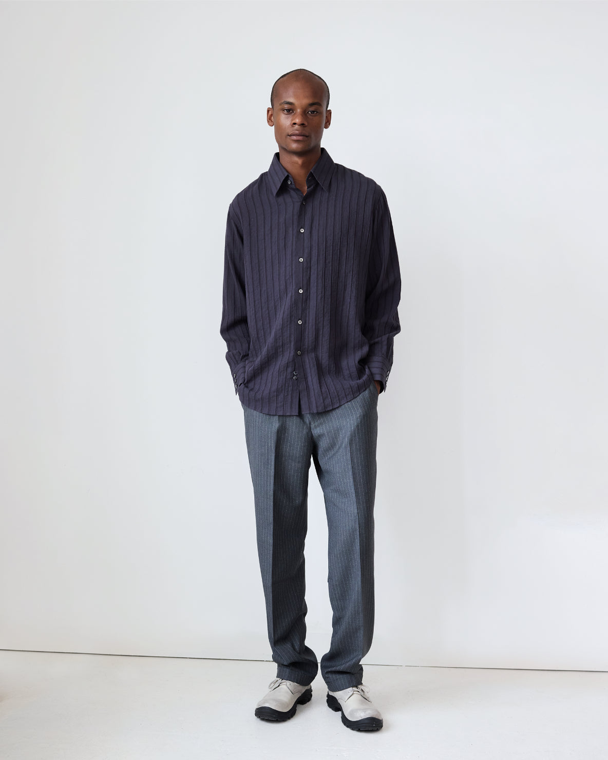 Business Shirt | Navy Enzyme Stripe