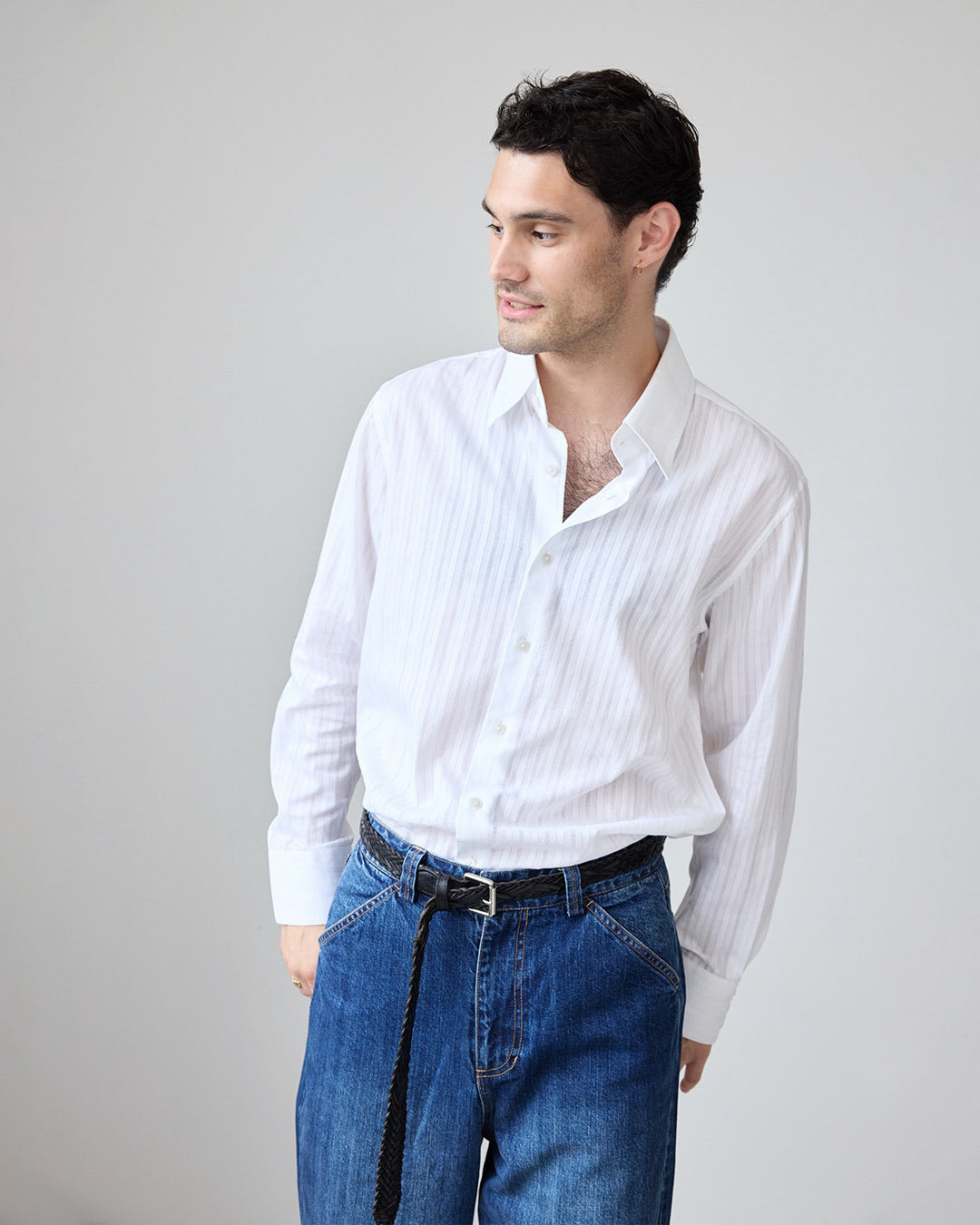 Business Shirt | White Tonal Stripe