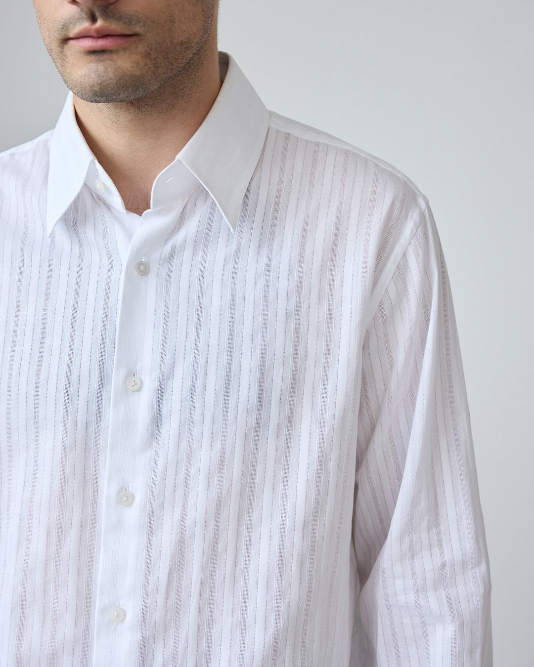 Business Shirt | White Tonal Stripe