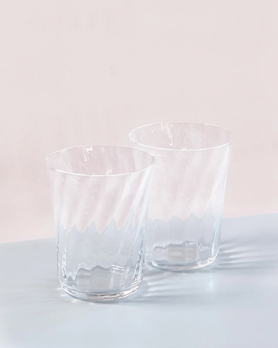Concave Glass | Clear | Swirl | Box of 2