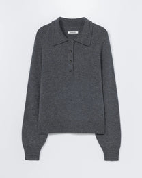 Merino Wool Polo Sweater | Grey