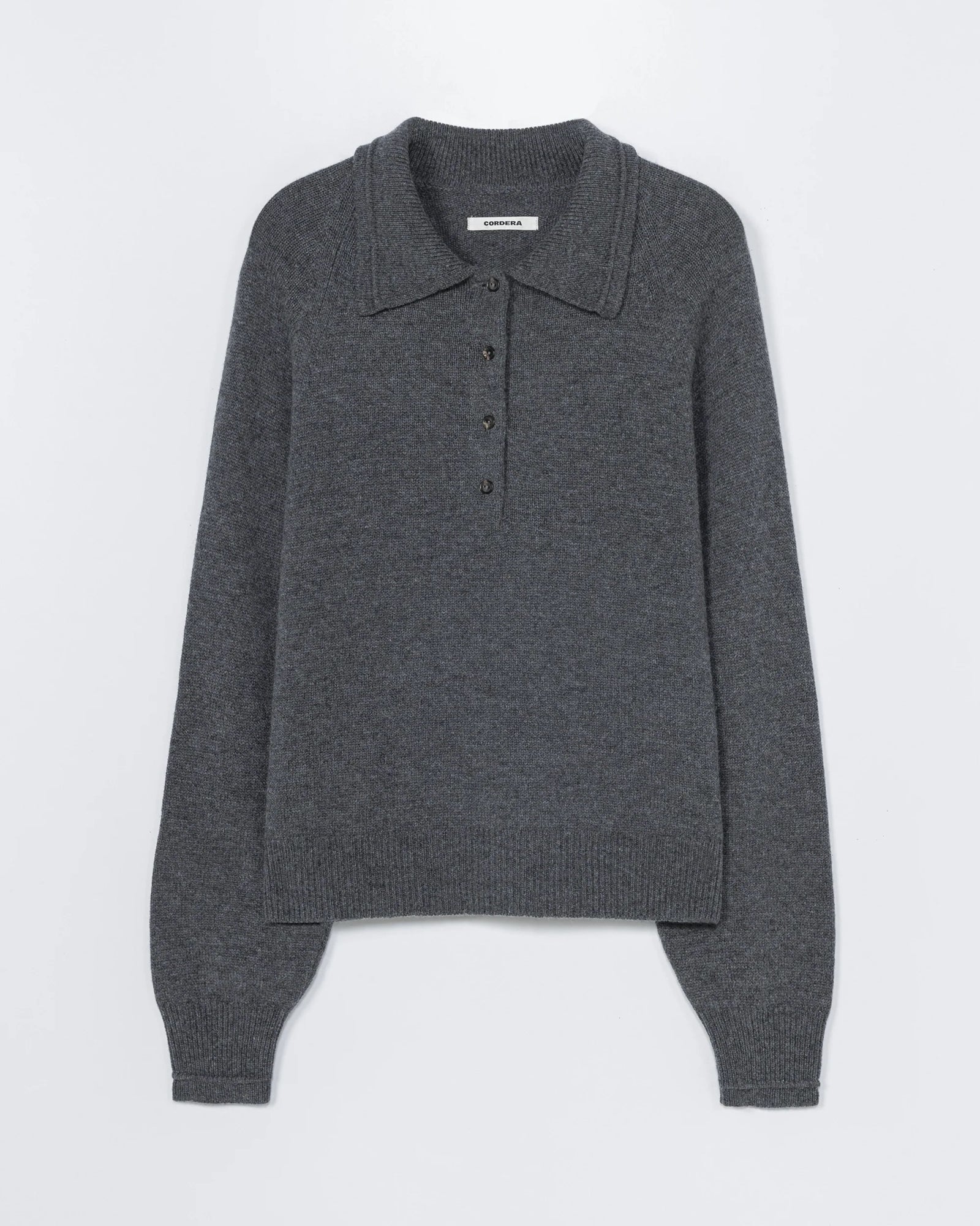 Merino Wool Polo Sweater | Grey