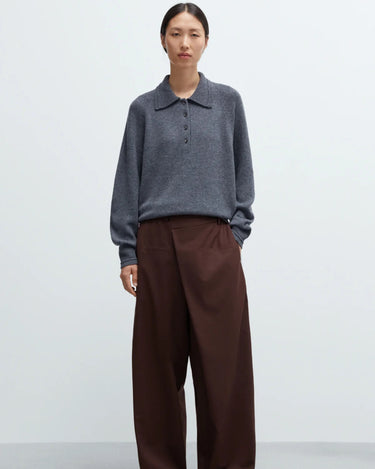 Merino Wool Polo Sweater | Grey