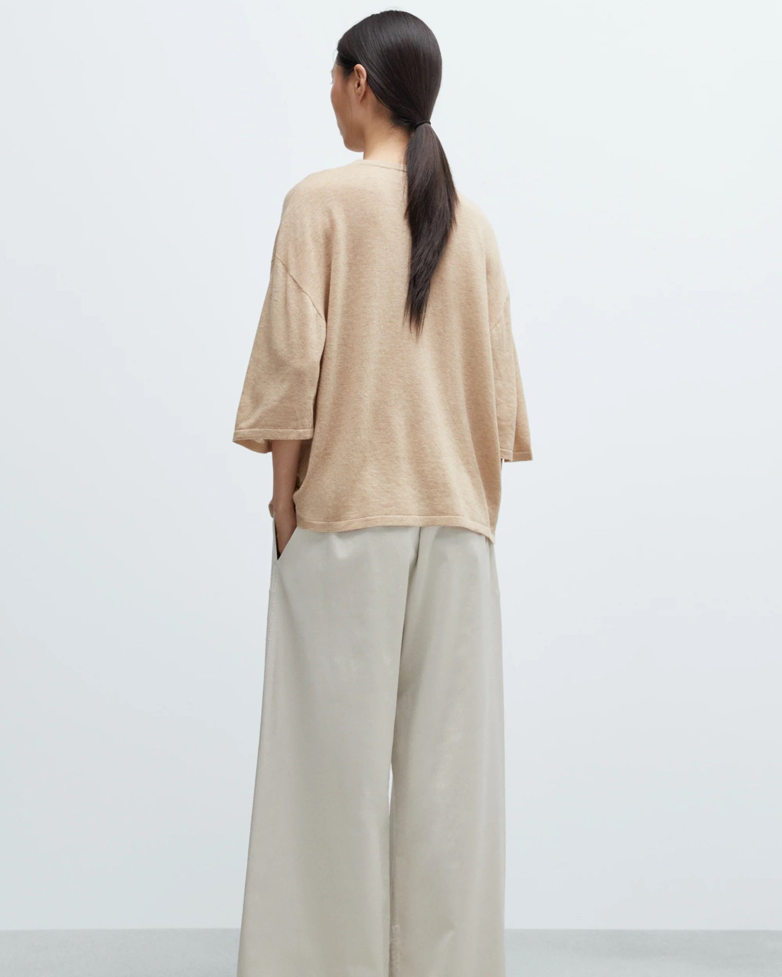 Merino Wool Oversized T-Shirt | Beige