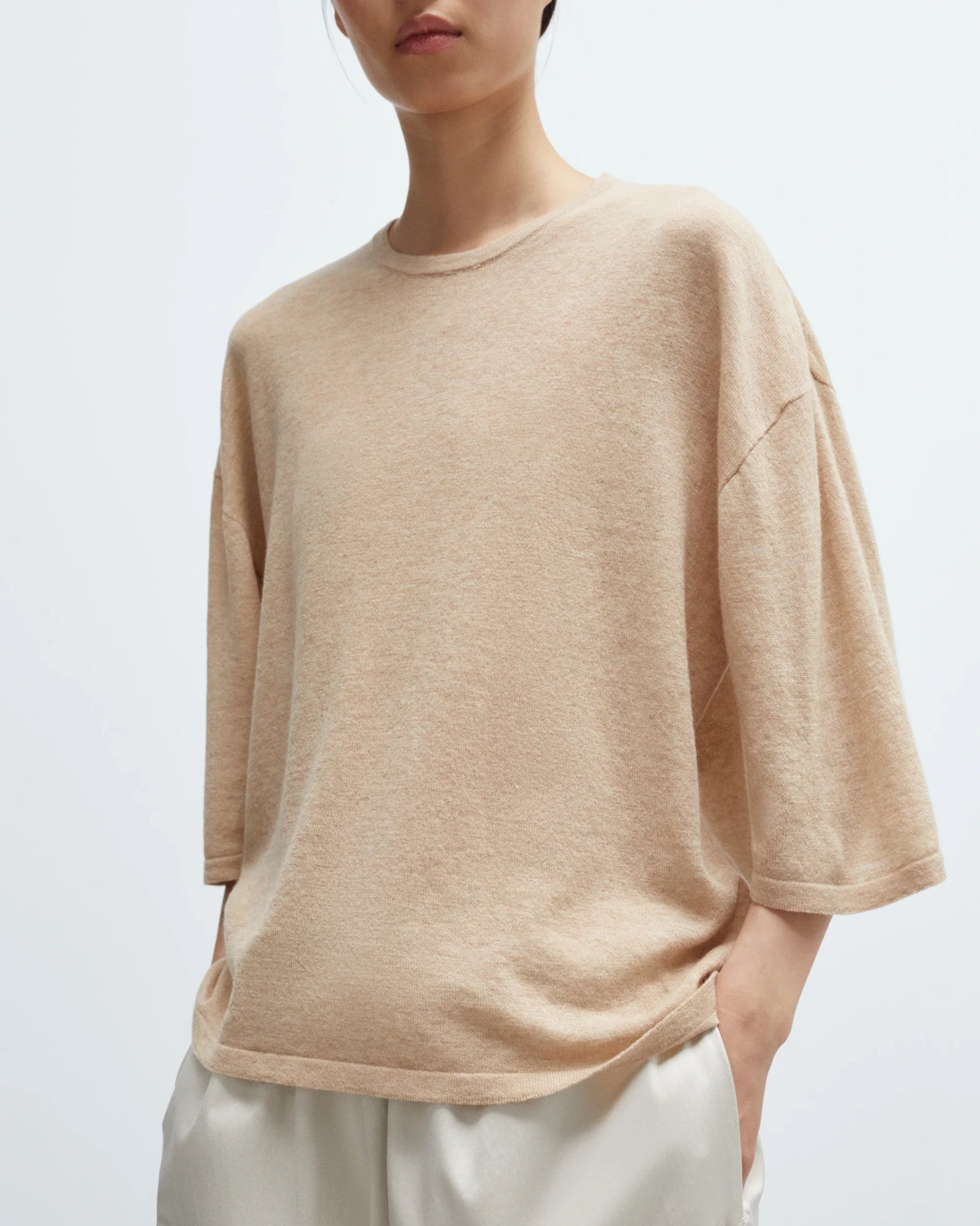 Merino Wool Oversized T-Shirt | Beige