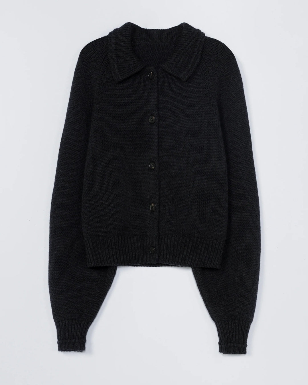 Merino Wool Collar Cardigan | Anthracite
