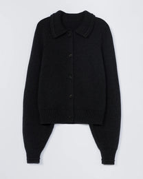 Merino Wool Collar Cardigan | Anthracite