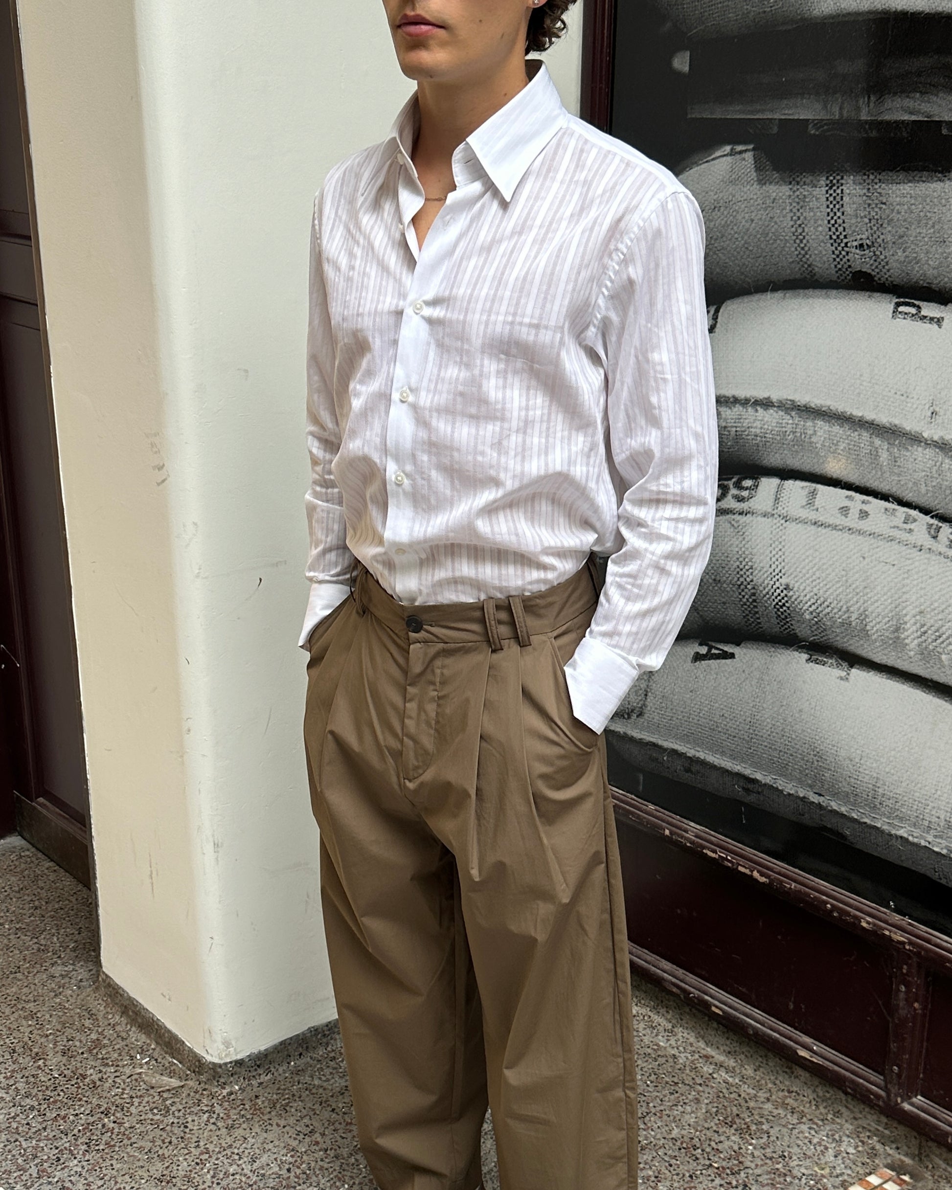 Business Shirt | White Tonal Stripe