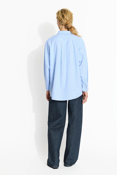 Edgar Shirt in Light Blue / Off White Stripe