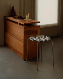 Petit Rond Stool | Stainless Steel / Zebra Fabric
