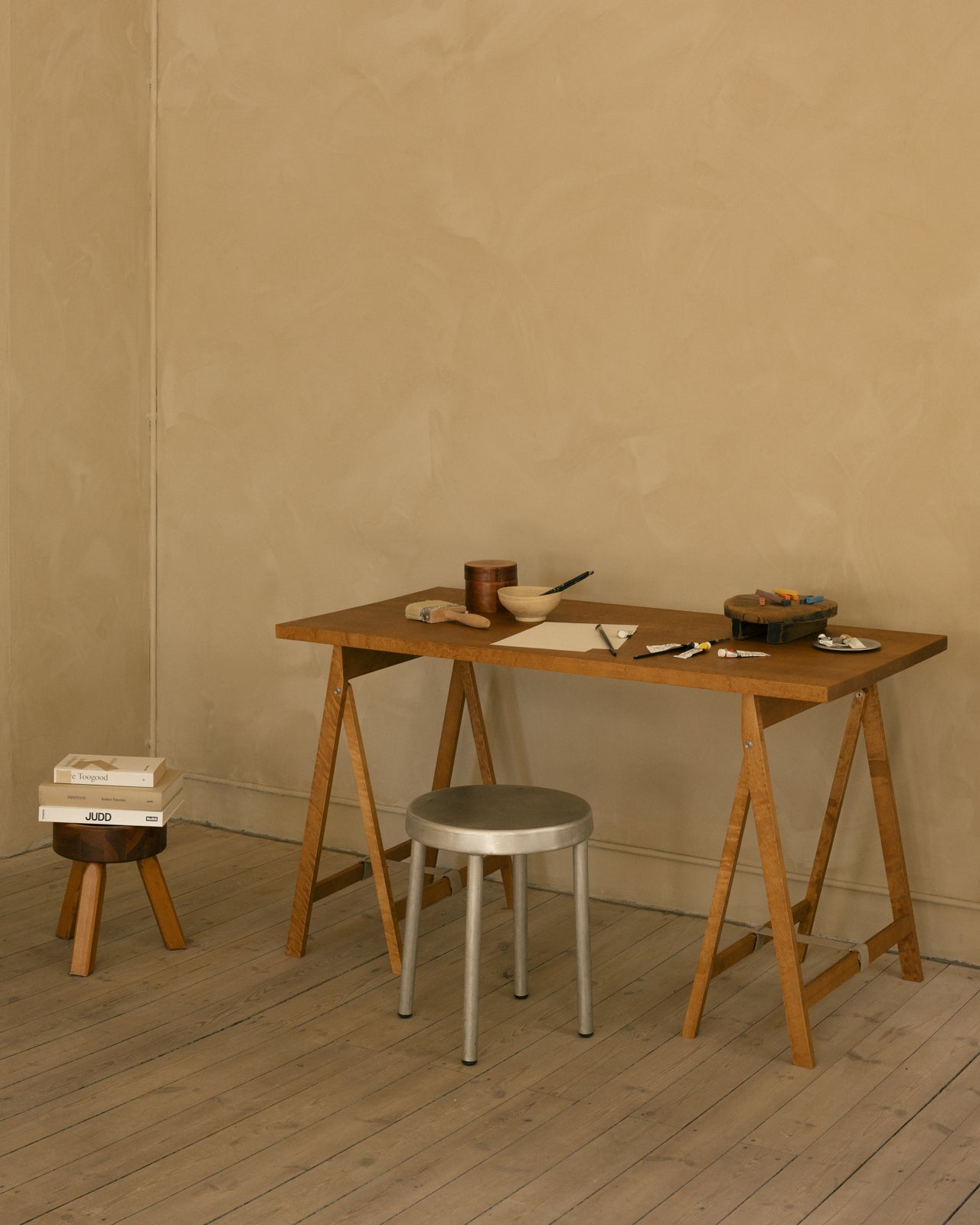 Folding Flat Trestle Table | Warm Brown Birch