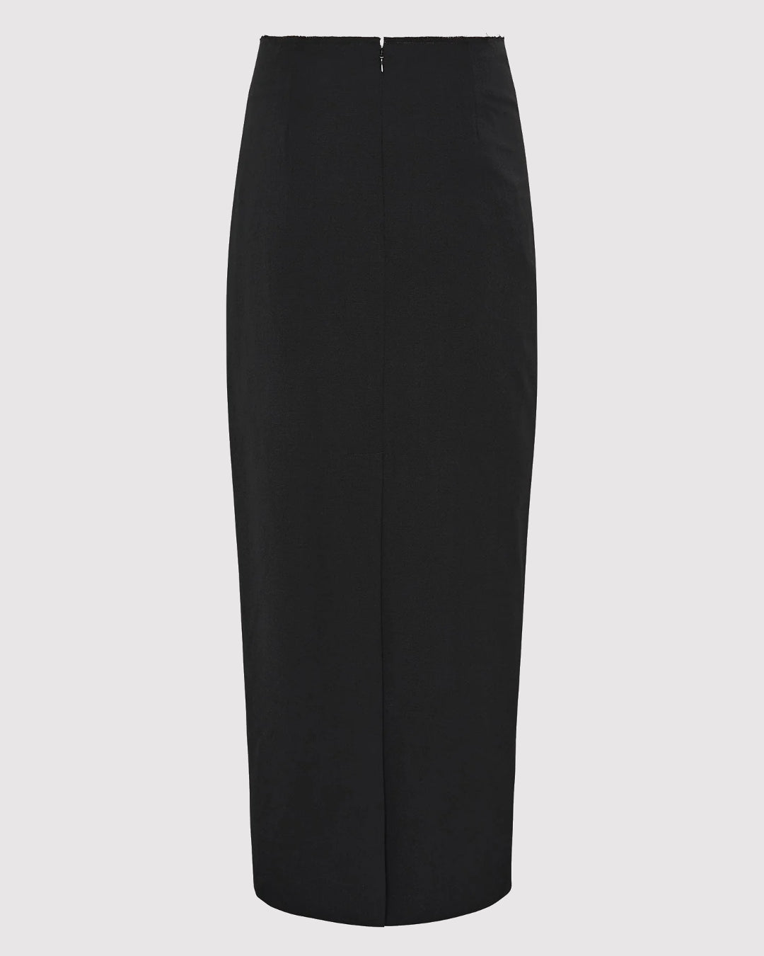 Raw Edge Column Maxi Skirt | Black